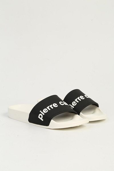 Pierre Cardin White Black Women's Slippers Pc-7436