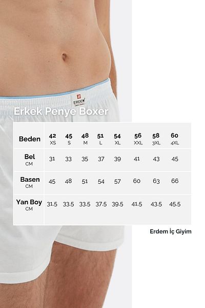ERDEM İÇ GİYİM Erdem 3 τεμαχίων λευκό χτενισμένο βαμβακερό μπόξερ 1400