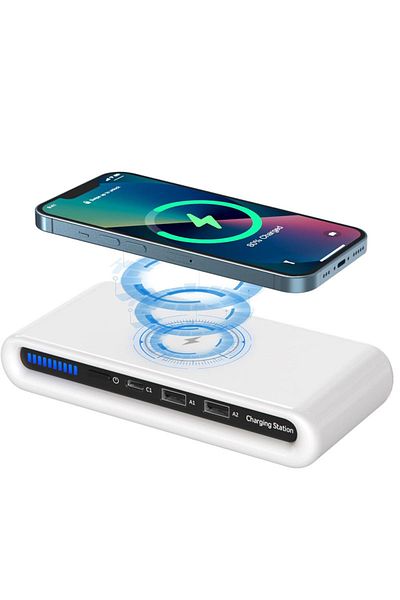 NEXTLY Statie De Incarcare Wireless Cu 3 Porturi Usb , Incarcare Rapida, 2 X Usb A, 1 X Usb C, 15w