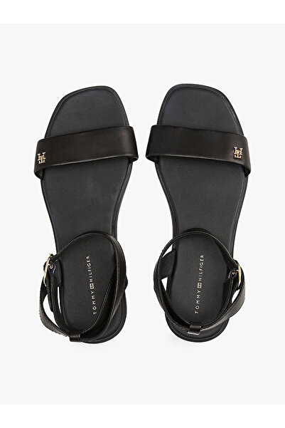 Tommy Hilfiger Women's Th Ankle Strap Leather Sandals - Black