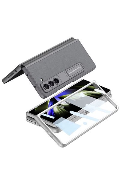 REDz Accessories Husă Luxe Stand, suport și protecție de ecran, pentru Samsung Galaxy Z Fold 6, texturată, gri