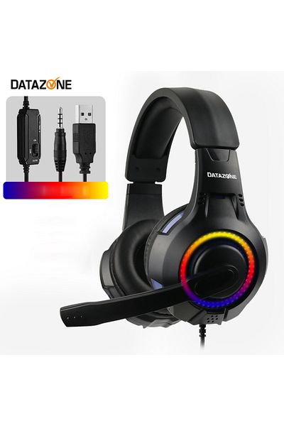 Datazone DZ-G1100 Gaming Headset, black with RGB light, wired, over-ear, clear sound, stylish