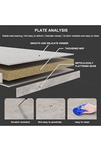 Generica Wooden table with steel legs, white marble color, dimensions: height 40 * length 120 * width 60
