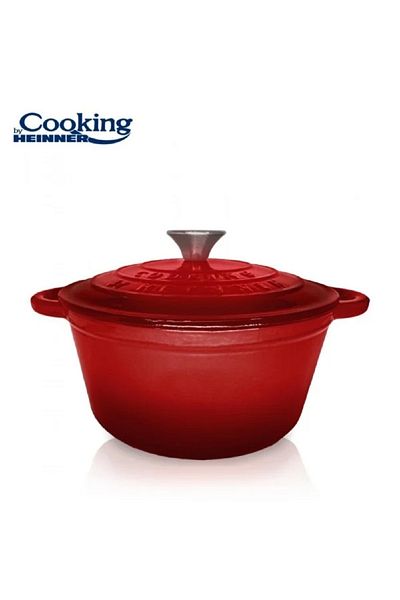 Cooking by Heinner Oala cu capac Cooking by Heinner Red Line, fonta emailata, 20 x 10 cm, 2.4 L