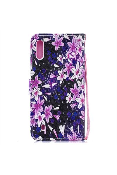 REDz Accessories Flip Cover Case, Lily Design, Compatible With Samsung M10, Multicolor, Money And Stand Support