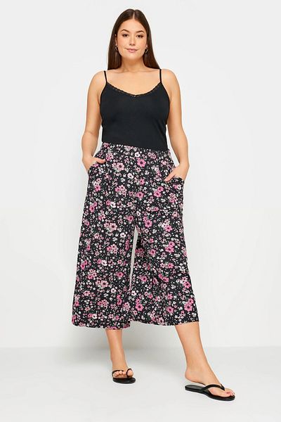 Stil Diva Large Size Patterned Loose Cut Pocket Lycra Capri Trousers145046