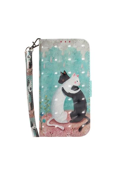 REDz Accessories Husă cu clapă, design 3D cu pisici colorate, pentru Samsung A60, multicoloră, cu card și bani