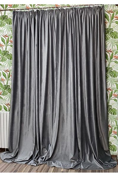 Liz Line Set doua draperii catifea, gri, colectia "Velvet" by LIZ LINE, 2x200x245cm, cu rejansa DR1582