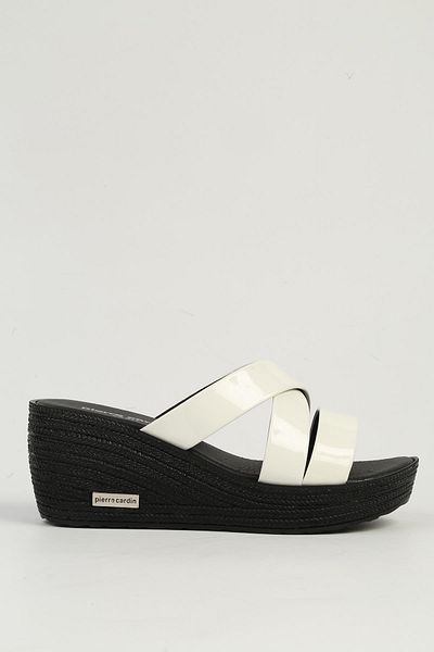 Pierre Cardin White Patent Leather Women's Slippers Pc-7476