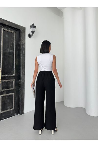 ZİYMO Pantaloni Palazzo Wrap cu talie elastică pentru damă