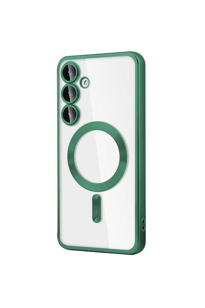 REDz Accessories Luxury Soft Case, Magsafe, Compatible With Samsung S24, Colored Silicone Edges, Clear Back, Green
