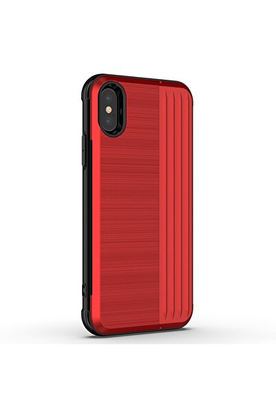 REDz Accessories Carcasă cu slot pentru card, compatibilă cu iPhone XR, roșie, de protecție, material TPU și policarbonat