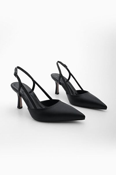 Marjin Black Pointed Toe - Classic Women's Heeled Shoes with Open Straps
