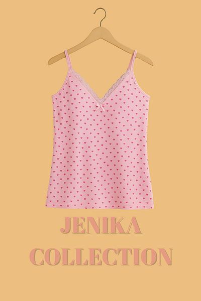JENİKA Women's Tank Top with Patterned Cotton Rope Straps