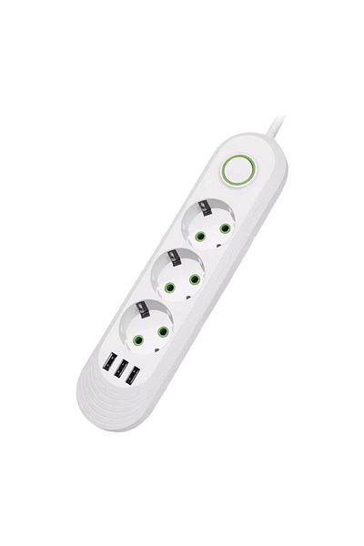 NEXTLY Extension Cord With 3 Sockets And 3 USB Ports, Switch, Hanging Bracket, Durable