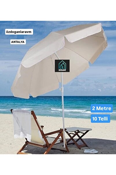 dogant özdoğanlar avm Mega Deniz Plaj Balkon 2 Metre Krem Şemsiye ve Çanta