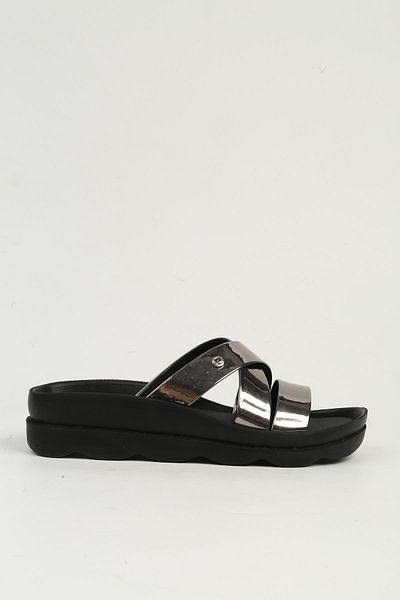 Pierre Cardin Platinum Patent Leather Women's Slippers Pc-7509