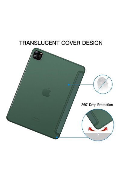 REDz Accessories Θήκη Flip, Apple iPad Pro 11, Air 4/5, Air 11, Προστασία βιβλίου, Βάση προβολής, Σκούρο πράσινο