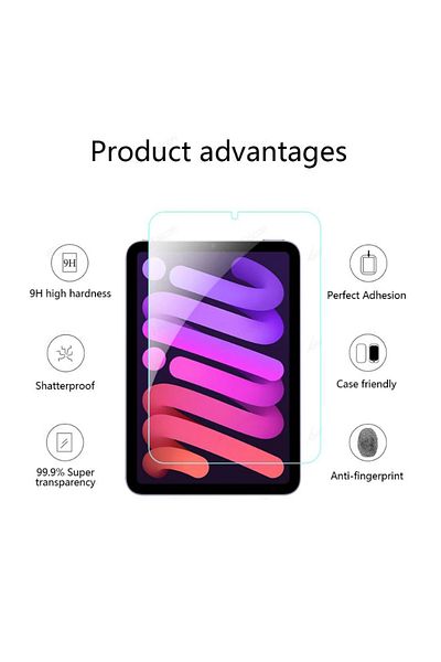 REDz Accessories Tempered Glass Film for iPad Mini 6/7, Transparent