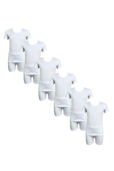City Rose Fashion 6 - Pieces Cotton Roundneck Undershirt and Short Underwear Boy Set White