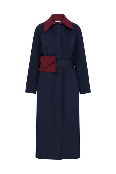 Merve DAĞLI Sai̇nt Denim Garnished Navy Blue Trench Coat