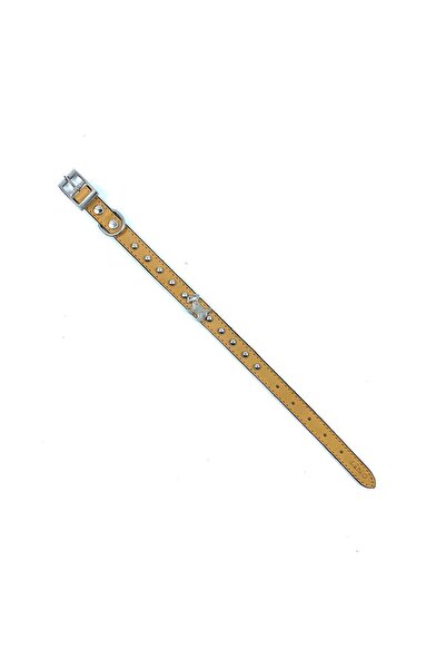 LİNO TASMA طوق للكلاب من Lino Brown Badge - جلد 100%، مطلي بالنيكل - Dk02
