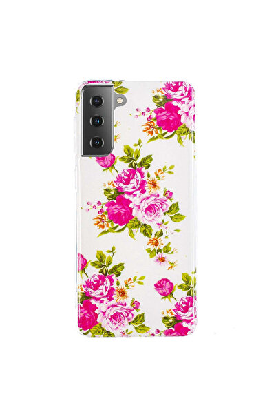 REDz Accessories Силиконов калъф, съвместим с Samsung S21 с фосфоресциращ мот...