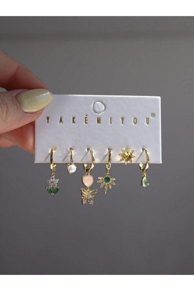 Reorah Collection Green Lover Earring Set-Green Floral Butterfly Earring Set