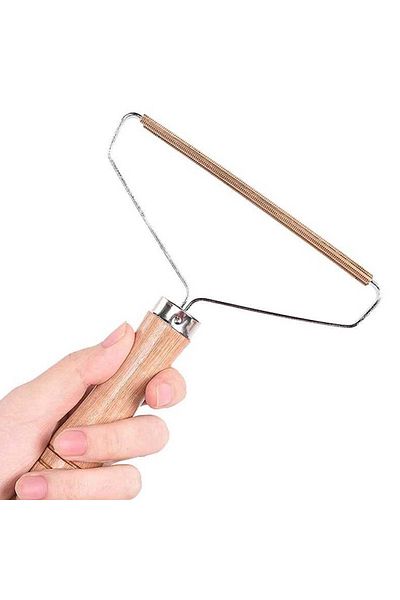Micostore Animal hair and lint brush, multifunctional, with wooden handle, stainless steel, Natur