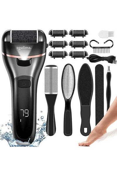 Micostore Electric Heel File, 2 Speed ​​Settings, 3 Heads, Led Light, Stainless Steel/abs