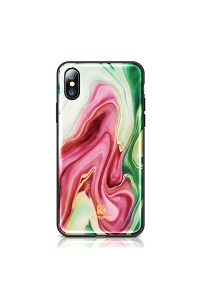REDz Accessories Carcasă compatibilă cu iPhone XS / X, culoare curcubeu, sili...