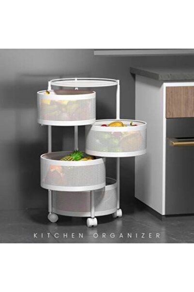 Generica Four-tier movable metal storage shelves for the kitchen, bathroom, o...