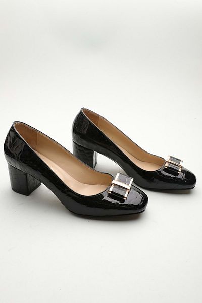Gondol Women's Genuine Leather Classic Heels Black Croco 38 Ttx.701.