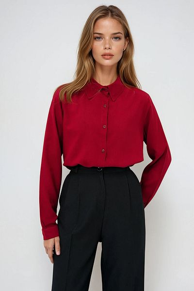 VAGGON Cămașă de damă Burgundy Basic Viscon Woven Vgn-x5442