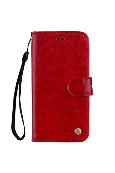 REDz Accessories Husă cu clapă, compatibilă cu Samsung M30, roșie, textură de...
