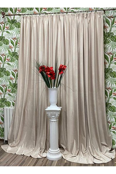 Liz Line Set doua draperii catifea, bej, colectia "Velvet" by LIZ LINE, 2x250x245cm, cu rejansa DR16325