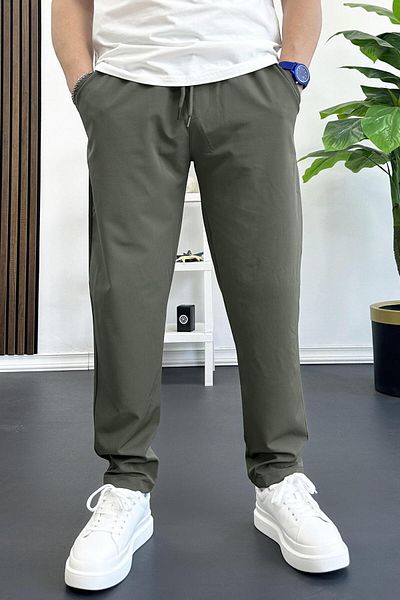Edwox Men's Elastic Waist Jogger Trousers Green Edw354