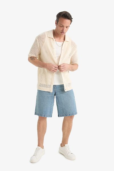 DeFacto Standard Fit Polo Neck Short Sleeve Knitwear Polo T-Shirt E9483Ax25Sp