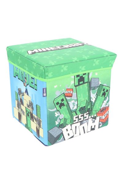 MINECRAFT Foldable Stool with Storage Space, Box Type, Multicolor, Max 80 kg, 30x30x30 cm, Minecraft