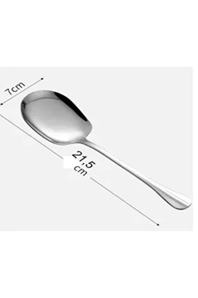 elfnur 2 ADET Pratik 21 Cm Paslanmaz Çelik Lüx Servis Salata Kaşığı Spatula | Çelik Yemek Servis Kaşığı
