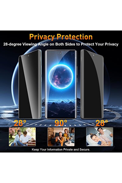 m.tk moveteck Xiaomi Redmi Note 14 Pro 4G Uyumlu Ekran Koruyucu Hayalet Cam Tam Kaplar Oval Temperli Nano Privacy