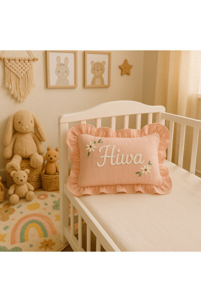 sevilleatelier Nakışlı Müslin Fırfırlı Takı Yastığı Bebek Yastık Kılıfı, Kişi...