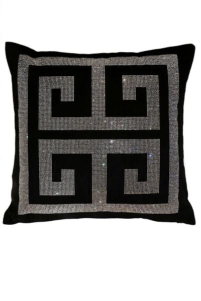 RICH GLAM HOME Cristal Piatră Negru Mătase Catifea Gros Zilnic Zestre Decorativ de lux Pernă Husă de pernă