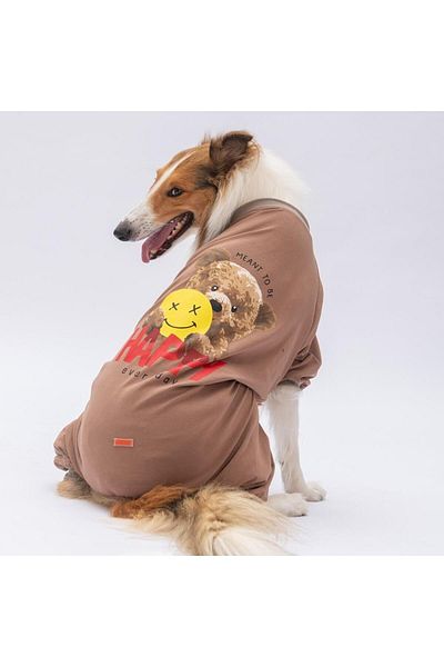 Pawstar Happy Teddy Bear Medium and Large Breed Dog Pajamas - Dog Jumpsuit - Dog Clothing (15 Kg-45 kg)