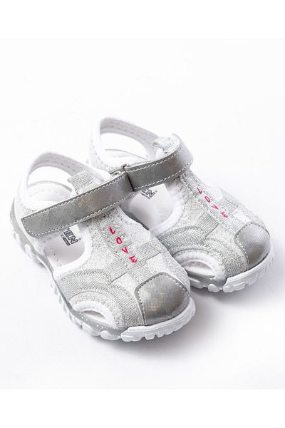 p papuccum ortopedi çocuk ayakkabıları Girl's Silver Closed Anti-Slip Sole Sports Sandals