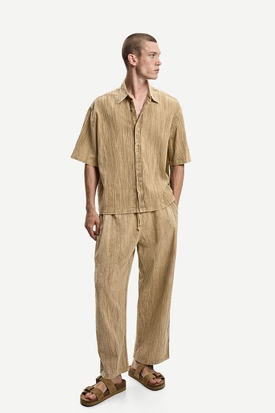 Bershka Wide-leg pleated trousers