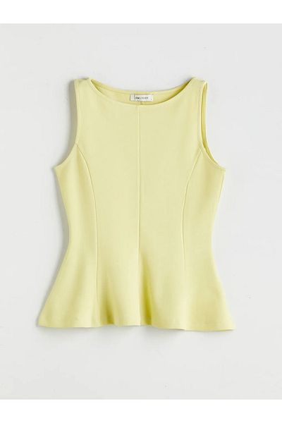 LC Waikiki Μπλούζα LCW Vision Green Boat Neck Peplum