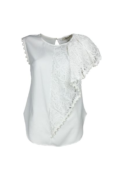 KAMEYA Ecru Blouse with Lace Detail