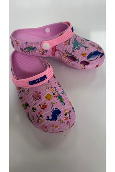 GEZER GIRLS PINK FISH PATTERNED CROSS SANDALS SLIPPERS
