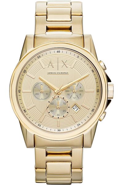 Armani Exchange Mens Gold Plated Chronograph Dress Watch AX2099